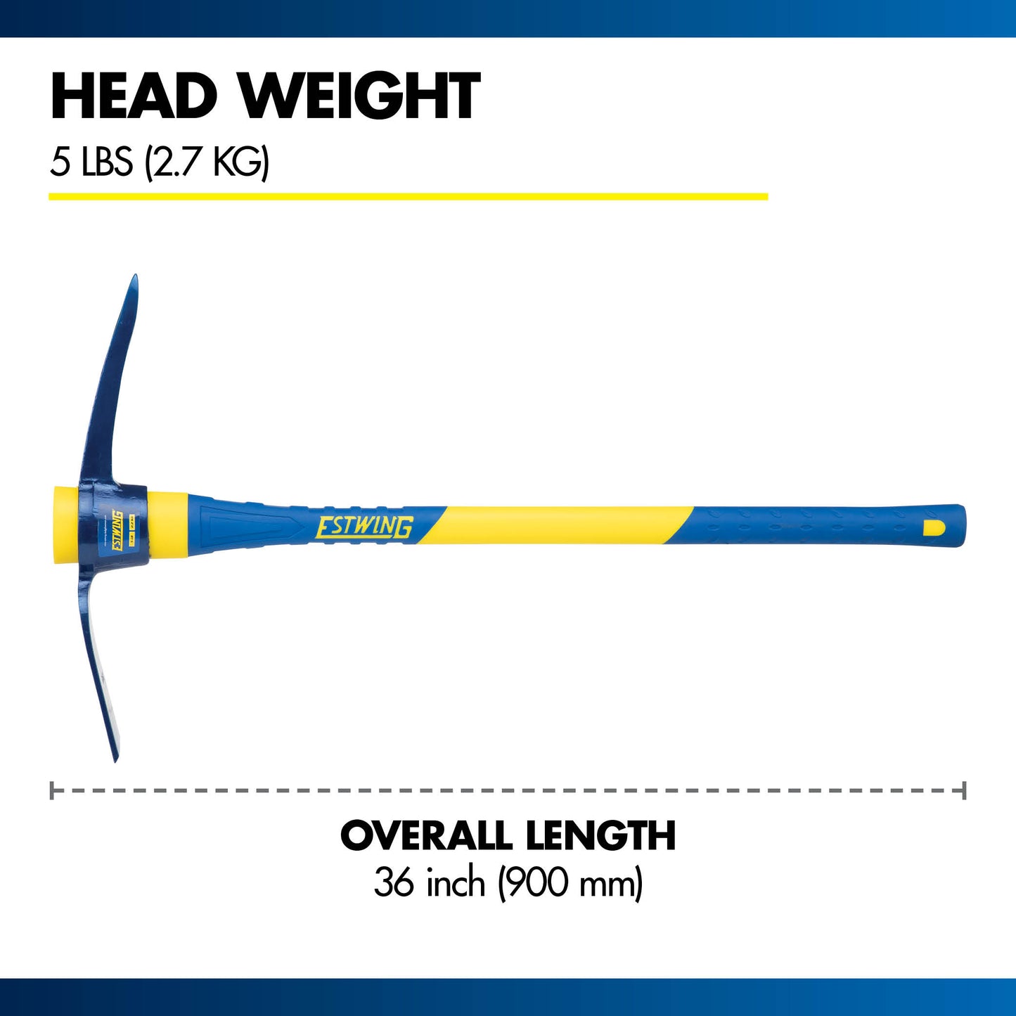 5 lb. Pick Mattock with 36" Fiberglass Handle