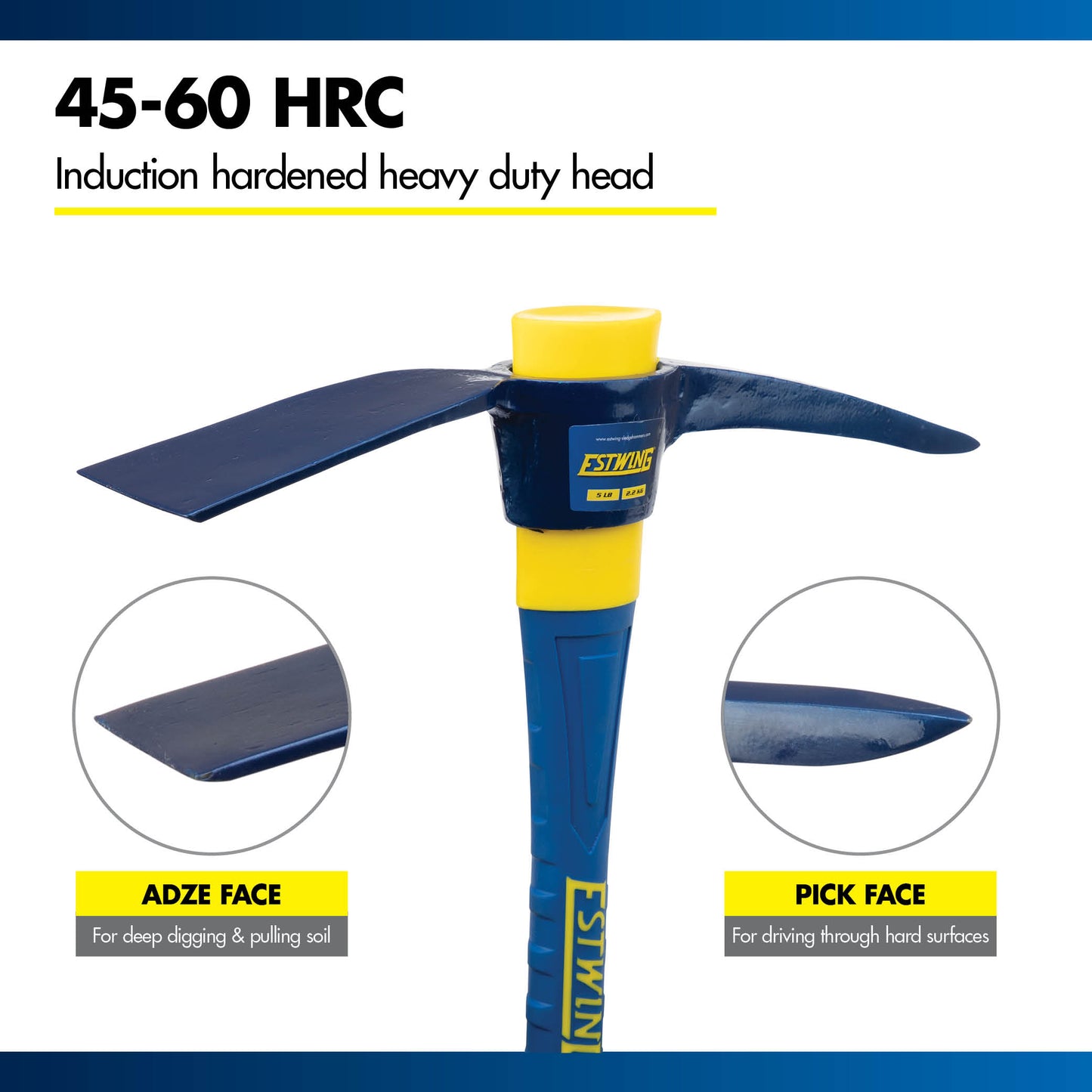 5 lb. Pick Mattock with 36" Fiberglass Handle