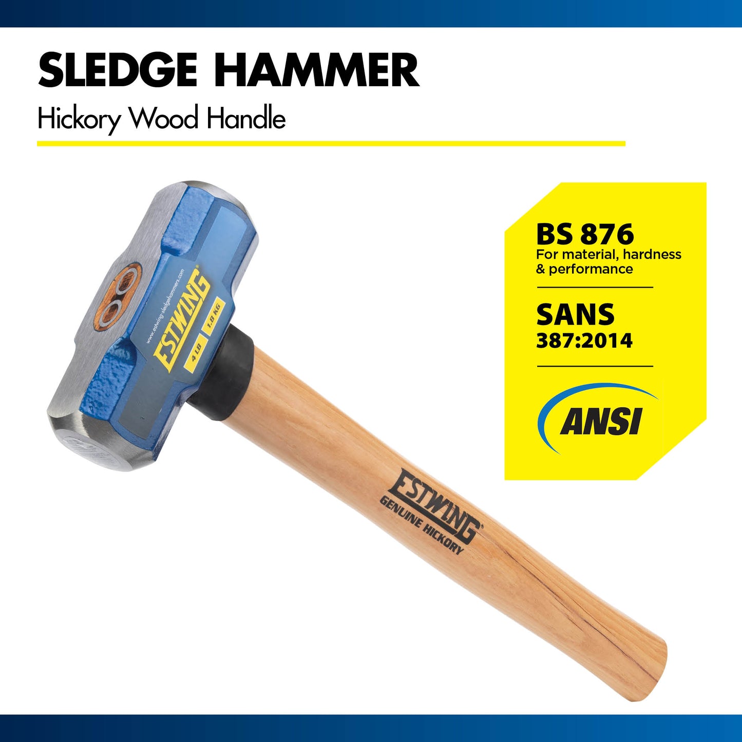 Estwing 4 lb. Head, 16" Length Hickory Handle Sledge Hammer