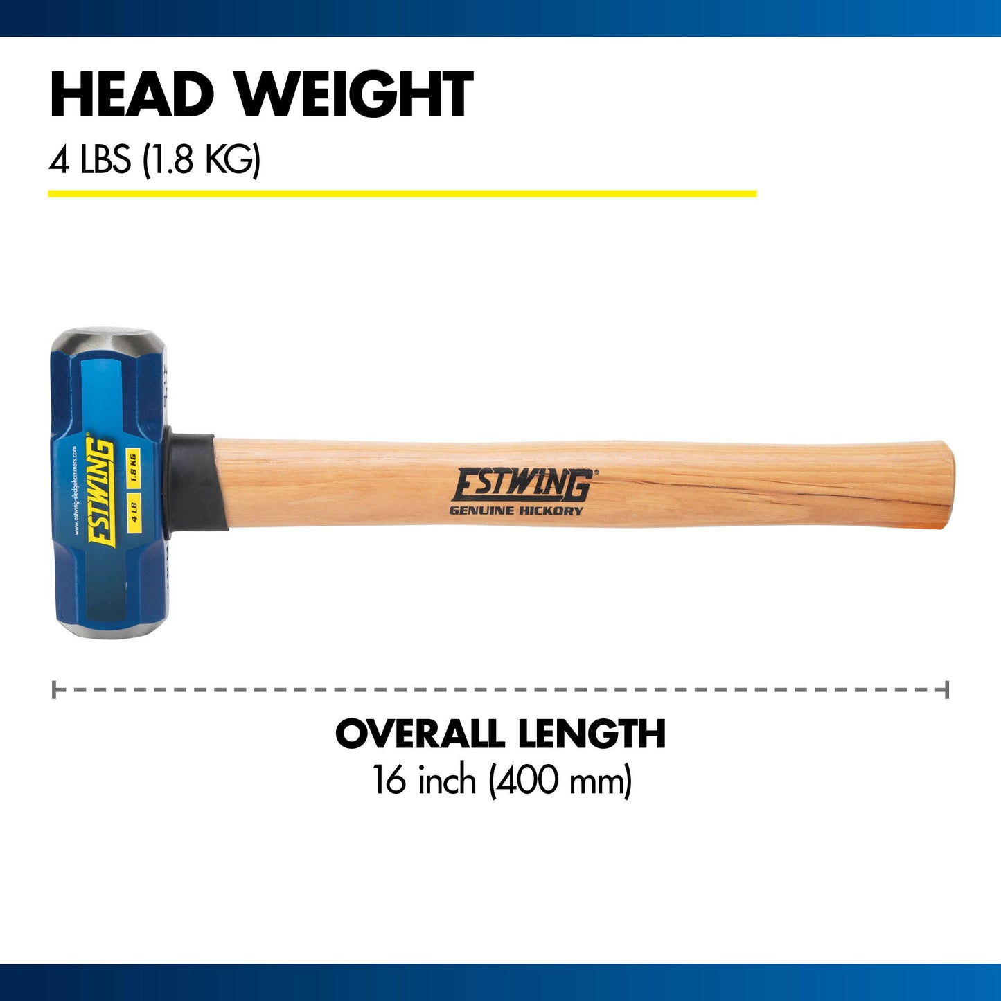 Estwing 4 lb. Head, 16" Length Hickory Handle Sledge Hammer