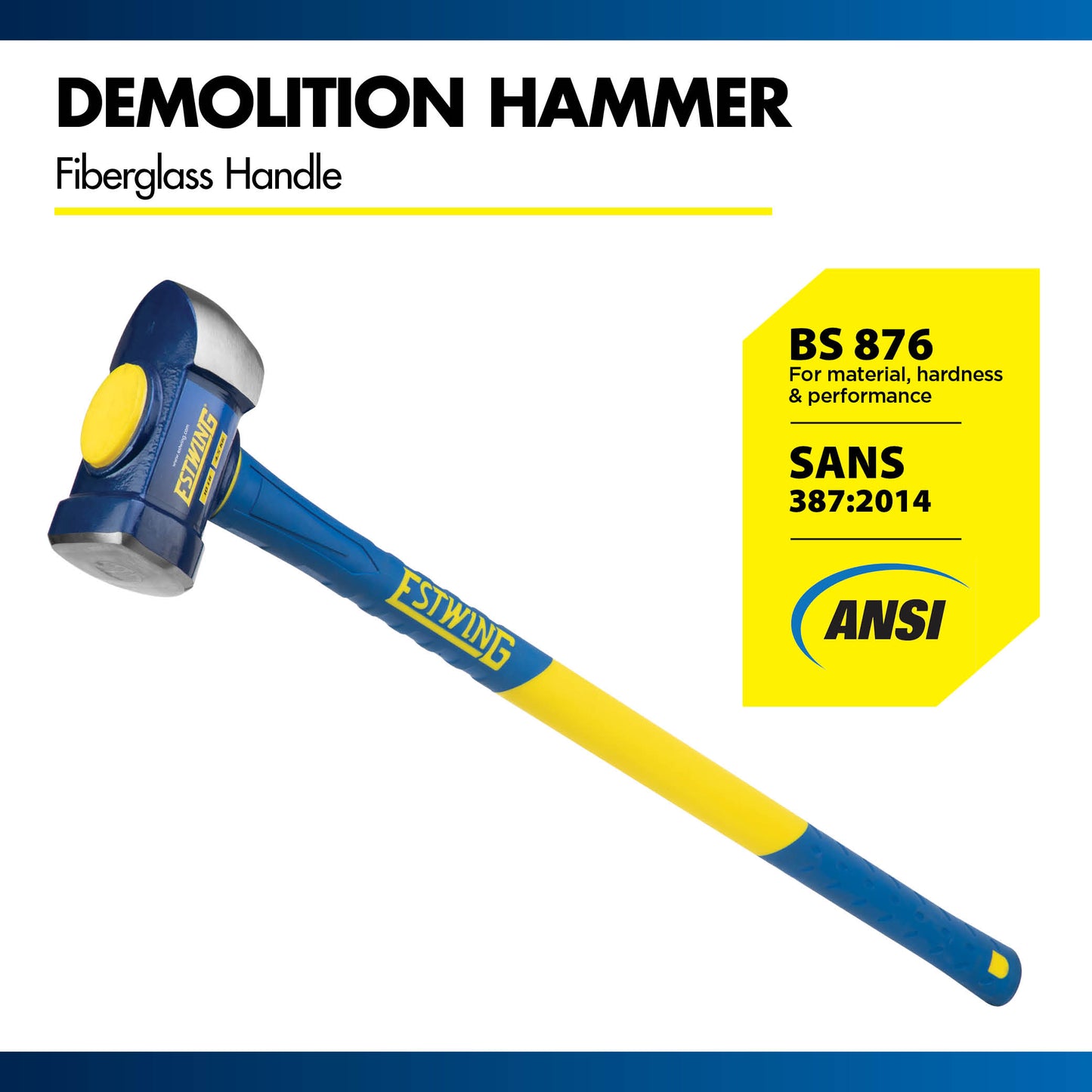 10 lbs Demolition Hammer with 36" Fiberglass Handle