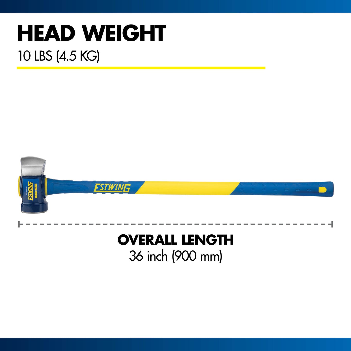 10 lbs Demolition Hammer with 36" Fiberglass Handle