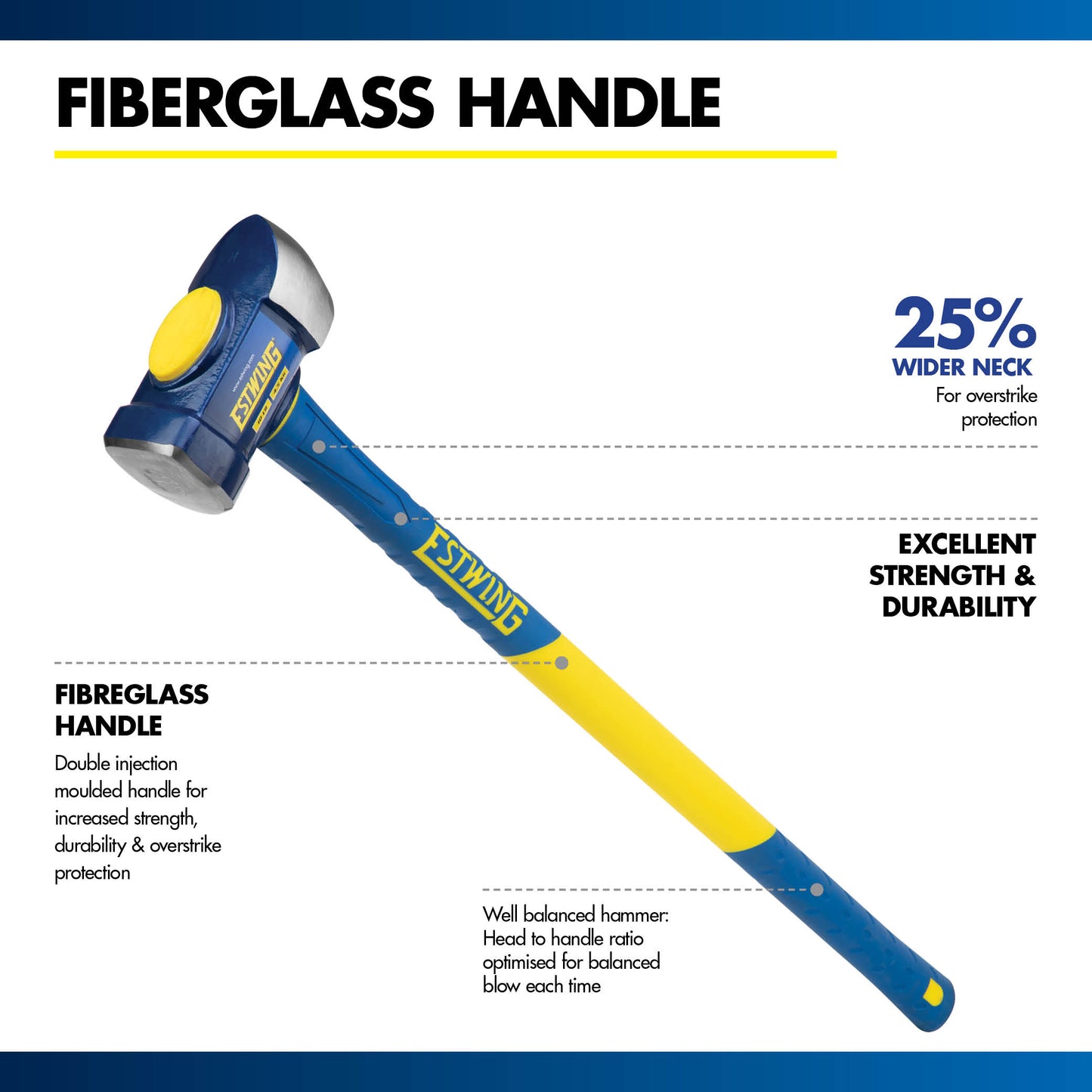 10 lbs Demolition Hammer with 36" Fiberglass Handle
