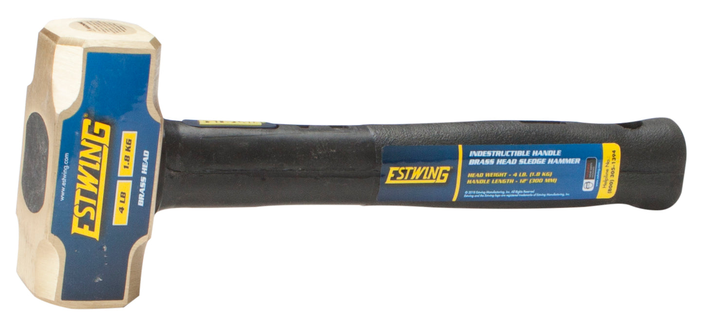 Estwing 4 lb. Brass Head, 12" Length Indestructible Handle Sledge Hammer