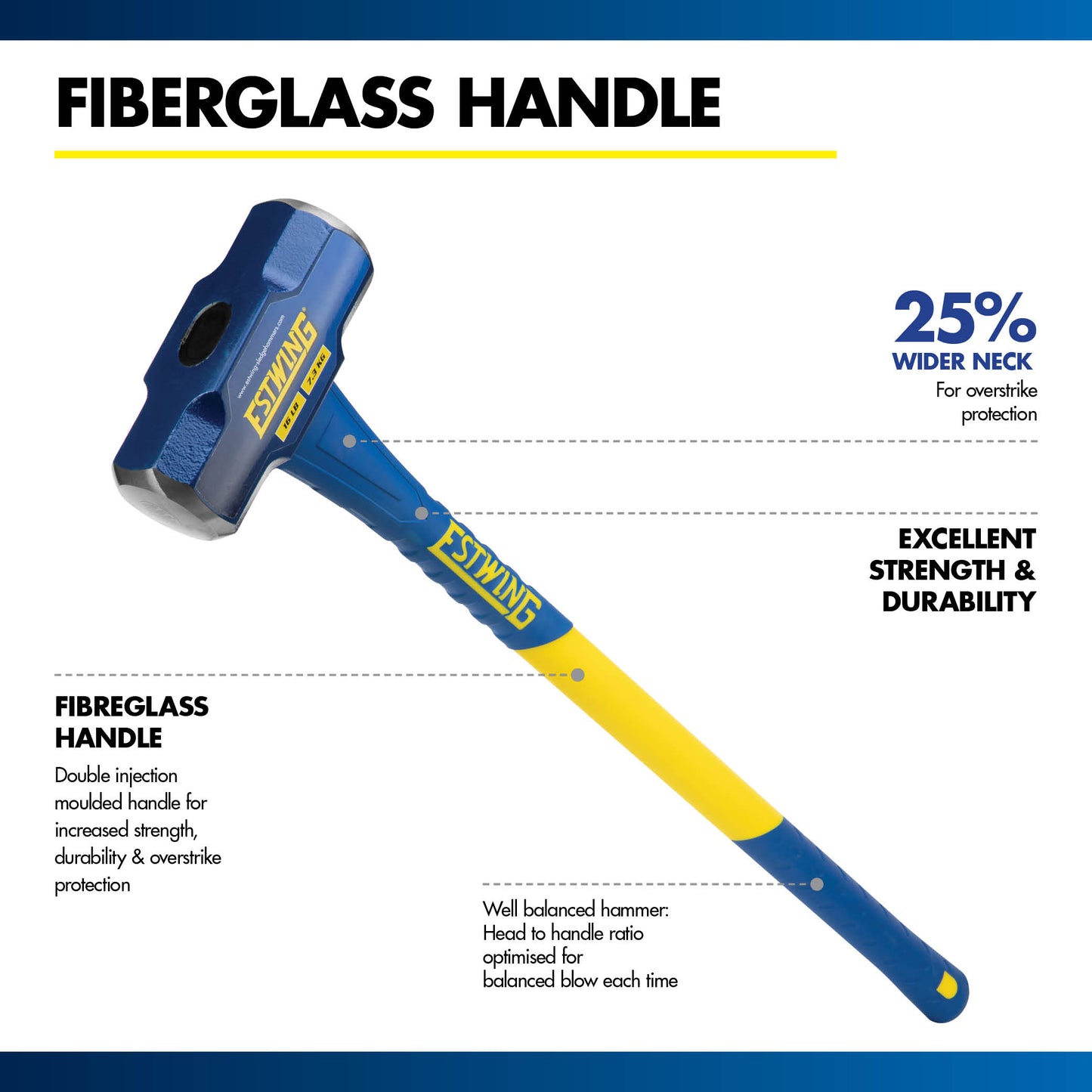 Estwing 16 lb. Head, 36" Length Fiberglass Handle Sledge Hammer