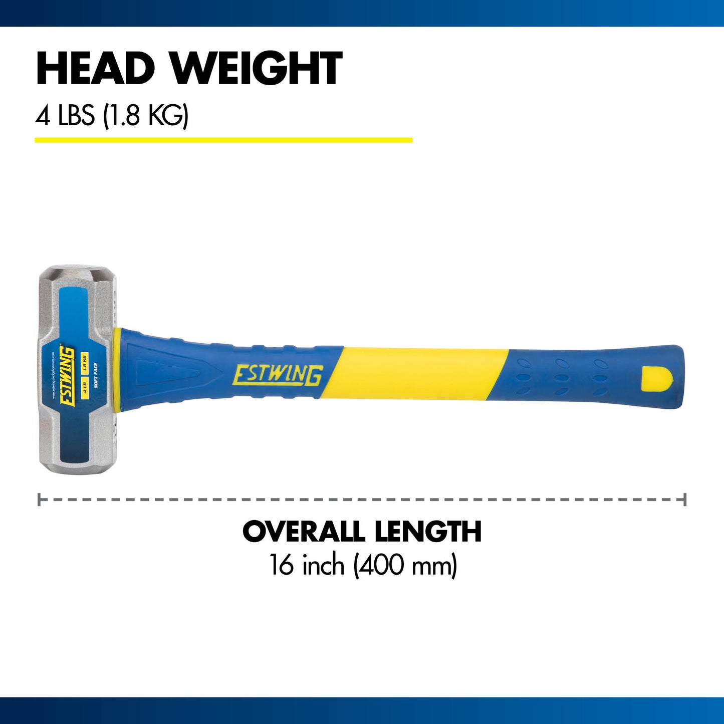 Estwing 4 lb. Soft Face Head, 16" Length Fiberglass Handle Sledge Hammer