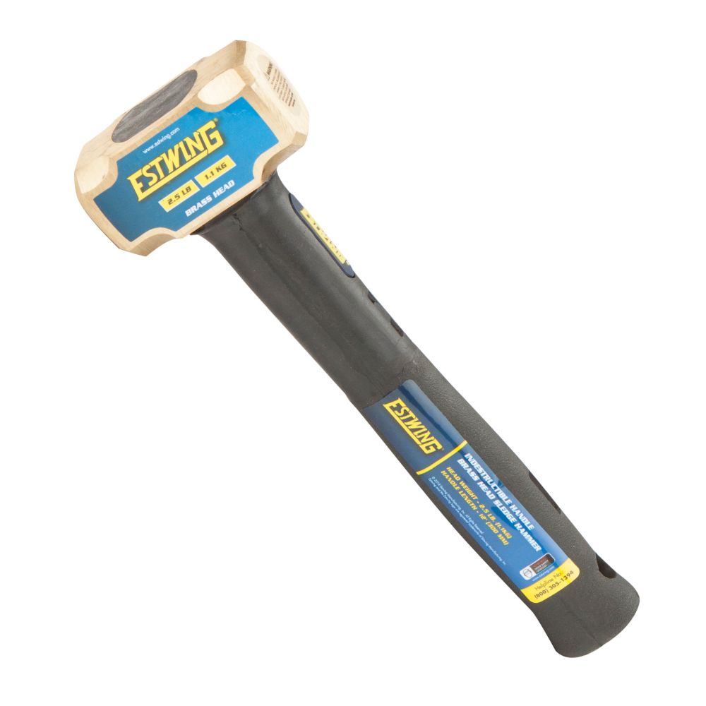 Estwing 2.5 lb. Brass Head, 12" Length Indestructible Handle Sledge Hammer